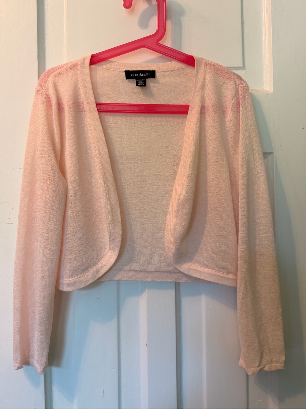 le chateau Pale Pink Cropped Open-Front Bolero Cardigan